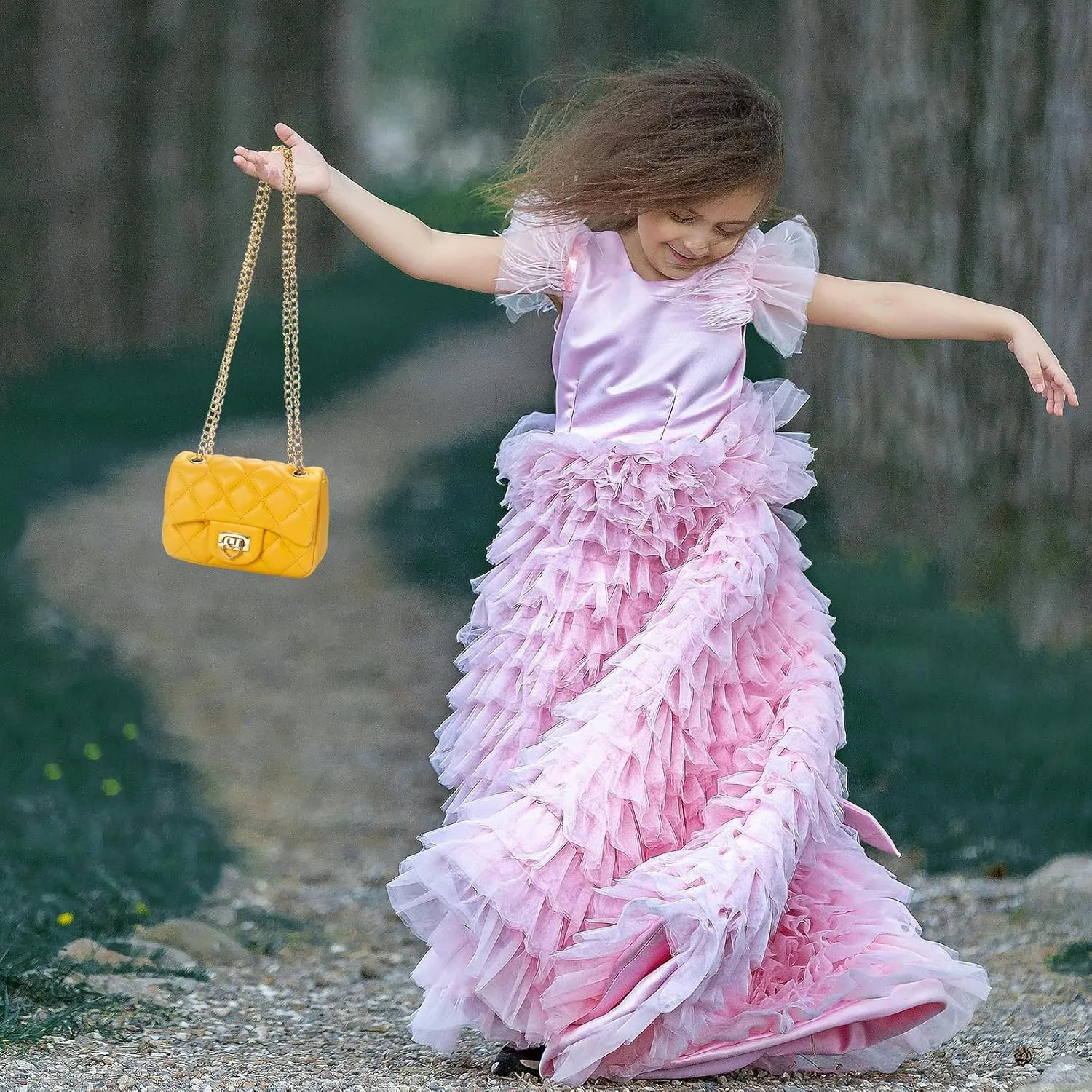 Toddler Purse for Girls Age 3-14, Heart Lock Kids Purse, Cute Crossbody Bag with Chain Strap