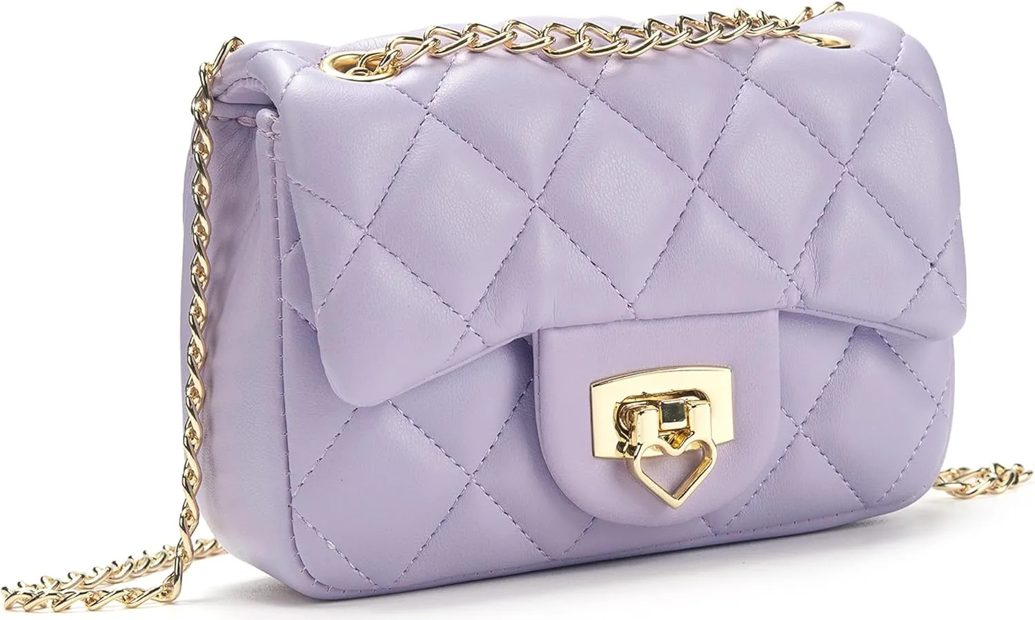 Toddler Purse for Girls Age 3-14, Heart Lock Kids Purse, Cute Crossbody Bag with Chain Strap