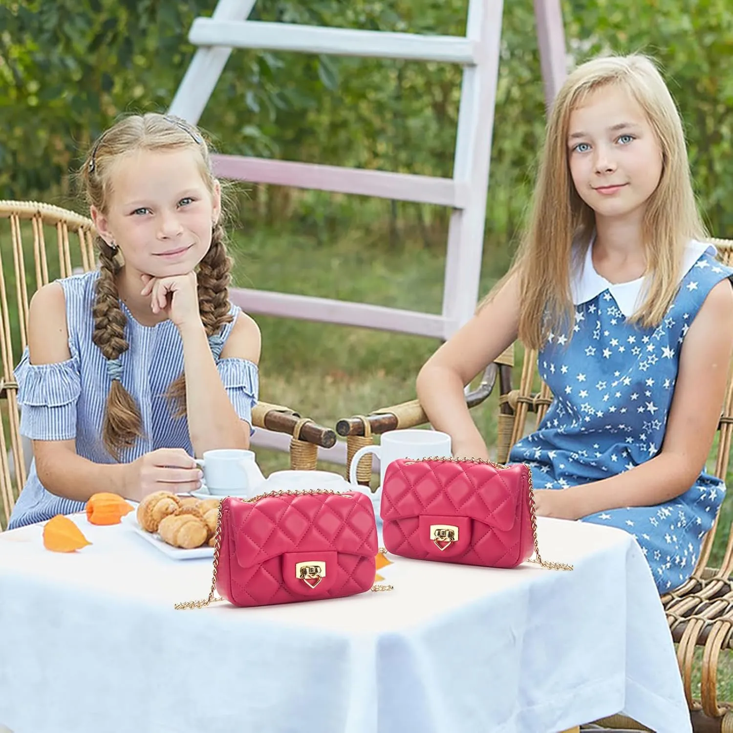 Toddler Purse for Girls Age 3-14, Heart Lock Kids Purse, Cute Crossbody Bag with Chain Strap