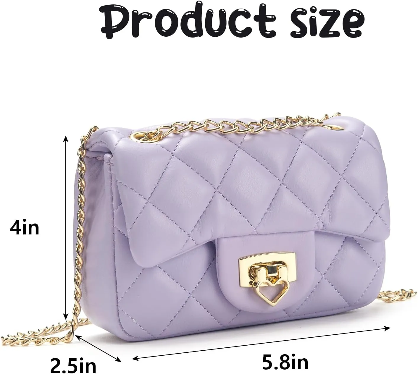 Toddler Purse for Girls Age 3-14, Heart Lock Kids Purse, Cute Crossbody Bag with Chain Strap