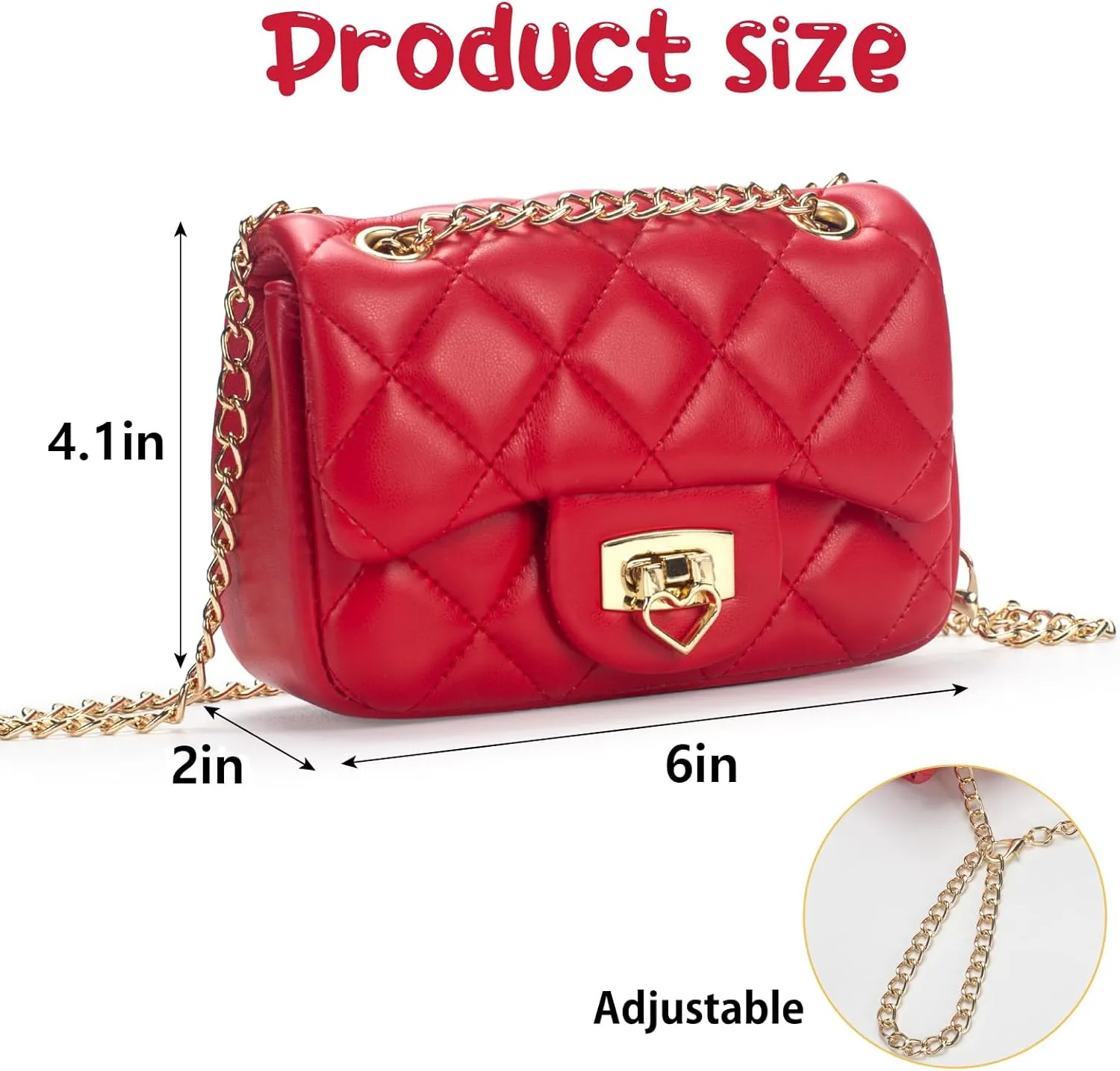 Toddler Purse for Girls Age 3-14, Heart Lock Kids Purse, Cute Crossbody Bag with Chain Strap
