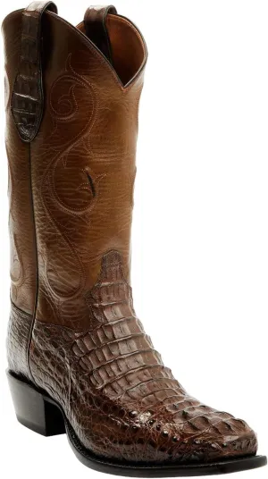 Tony Lama Men's Exotic Hornback Caiman Western Boot Square Toe - SG1050 9.5 D(M) US Chocolate