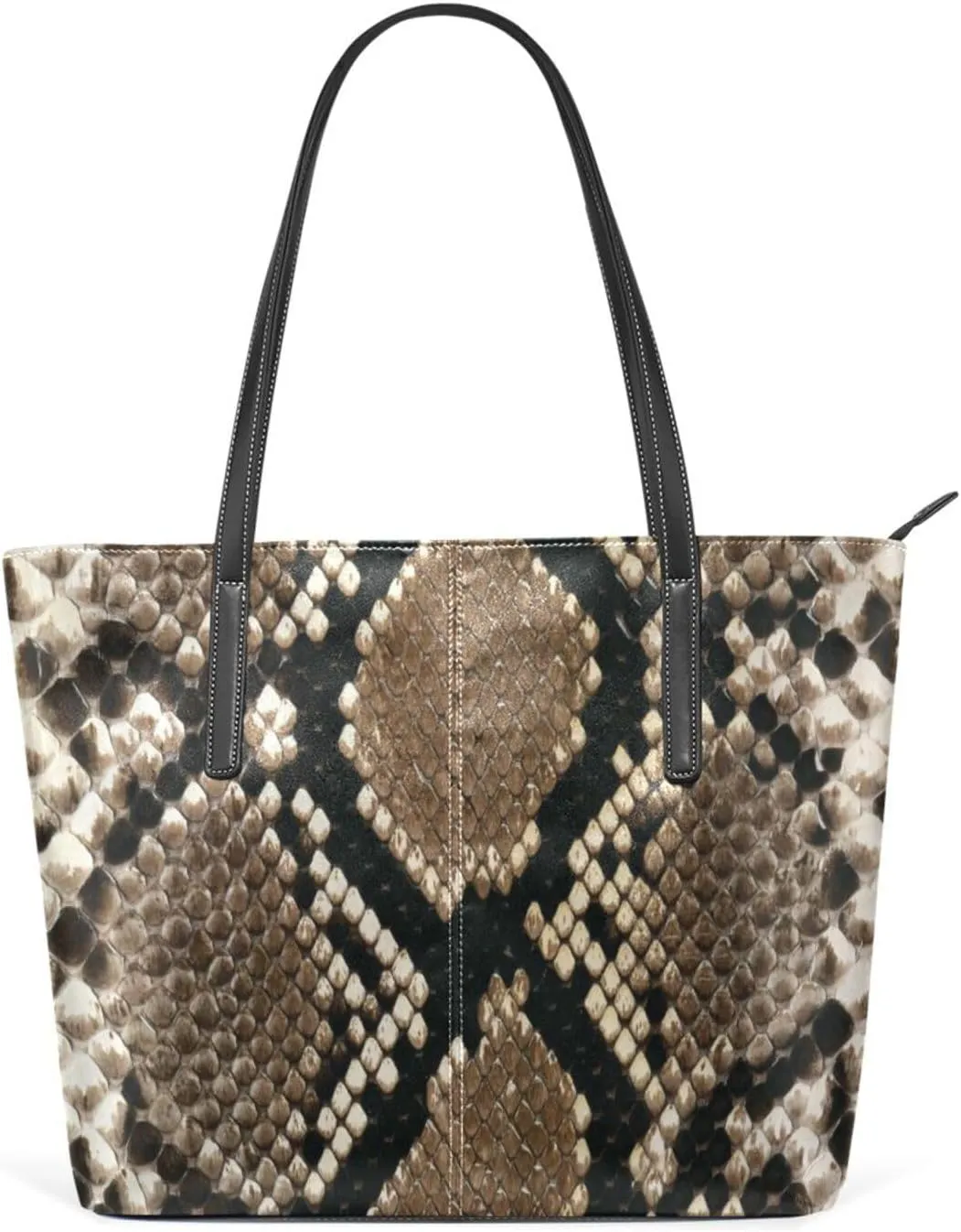 Top Handle Bag for Women Snake Skin Nature Vegan Leather Lady Purse Shoulder Bag Travel Satchel Gym Beach Tote with Zipper Weekender Handbag