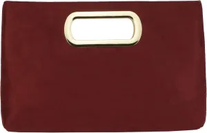 Top Handle Faux Suede Clutch