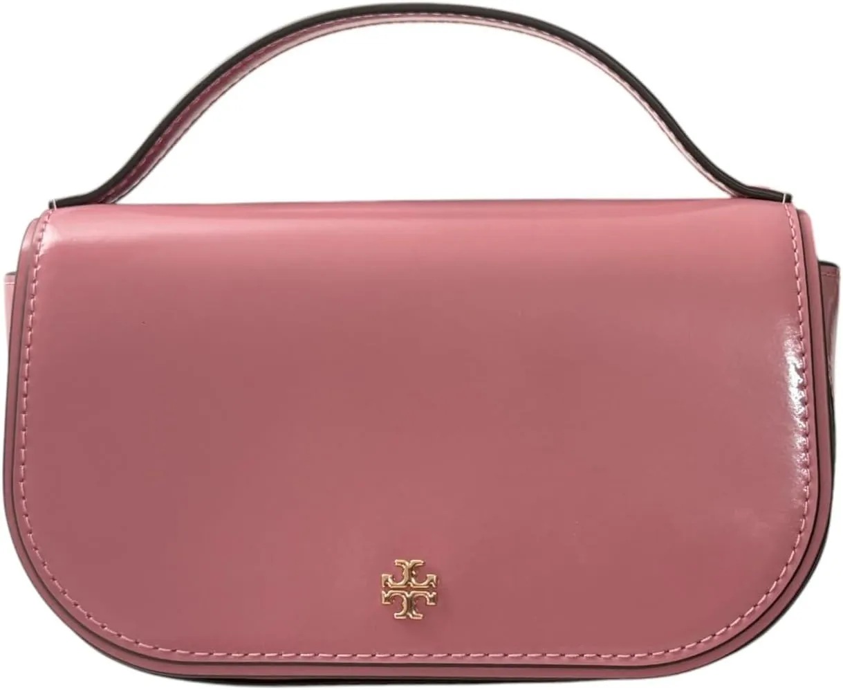 Tory Burch Emerson Patent Top Handle Smooth Leather Crossbody Bag (Pink Ginger)