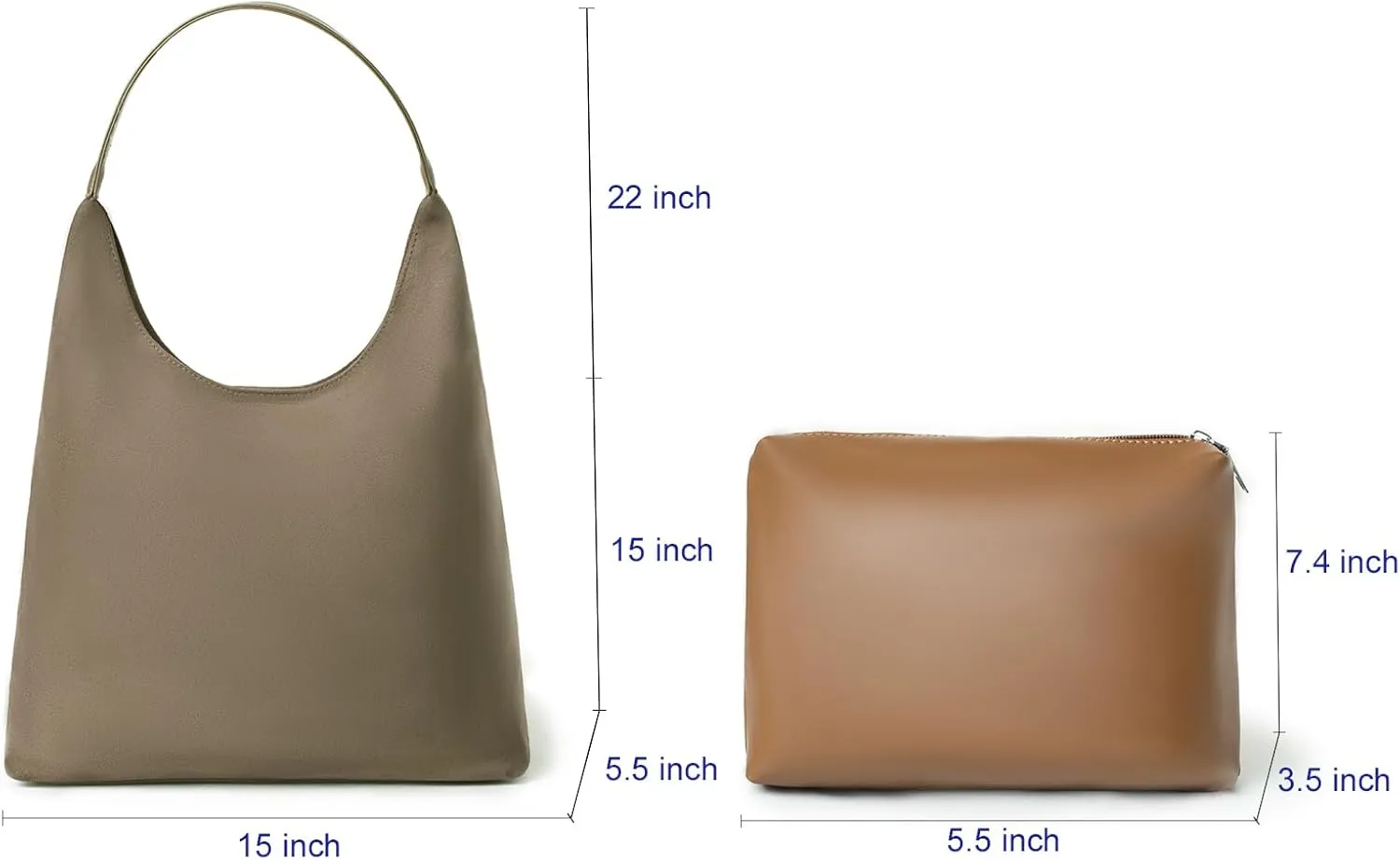 Tote Bag for Women, Faux Suede Tote with Matching Pouch, Large Lightweight Shoulder Bag for Work, Travel & Daily Use