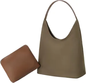 Tote Bag for Women, Faux Suede Tote with Matching Pouch, Large Lightweight Shoulder Bag for Work, Travel & Daily Use