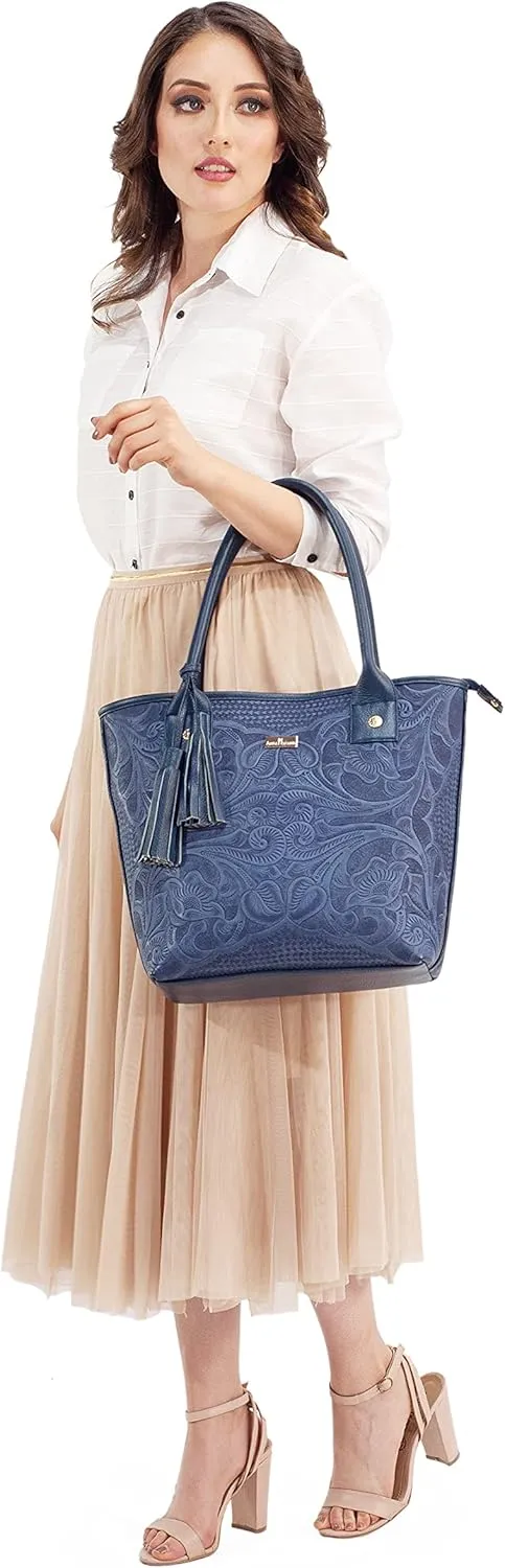 Tote bag, women's bag, handcrafted bag, engraved leather bag, leather bag, lady bag, Soraya Model