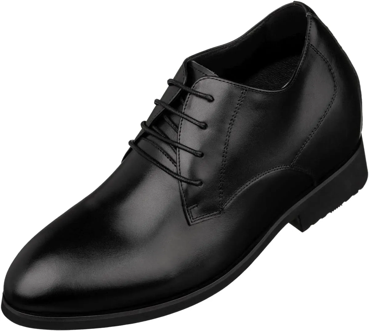 TOTO Men's Invisible Height Increasing Elevator Shoes - Black Leather Lace-up Pointed Dress Boots - 3.6 Inches Taller - K8007 - Size 8 D(M) US