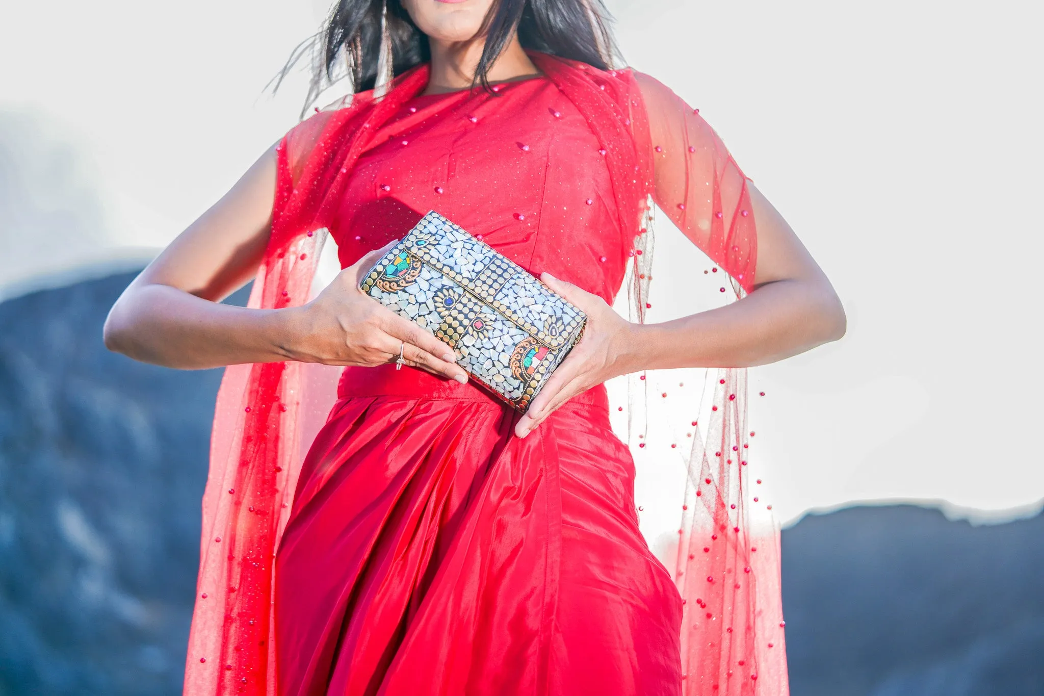 Trapezoidal Jewel Embellished Bag