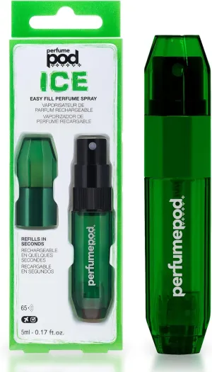 Travalo Perfume Pod Ice - Refillable Travel Perfume Atomizer with High Definition Mini Pump Sprayer - Portable, TSA Approved - Easy Fill - Leak Proof - Green - 0.6oz