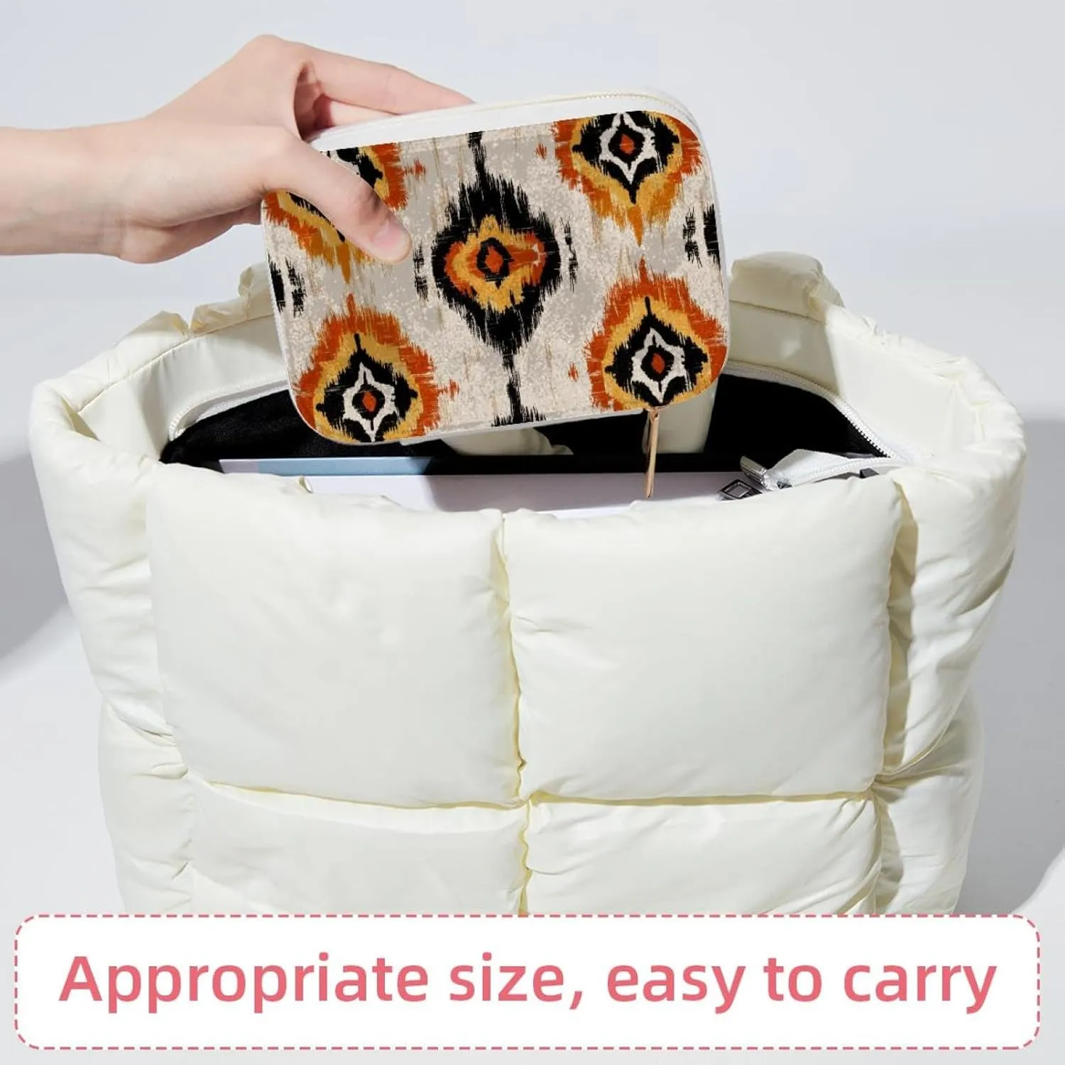 Travel Jewelry Box for Women Girls, Ethnic Abstract Background Jewelry Organizer Case for Necklace, Stud Earrings, Ring, Bracelets Storage Boxes