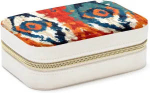 Travel Jewelry Box for Women Girls, Ethnic Tribal Boho Colors Abstract Background Jewelry Organizer Case for Necklace, Stud Earrings, Ring, Bracelets Storage Boxes