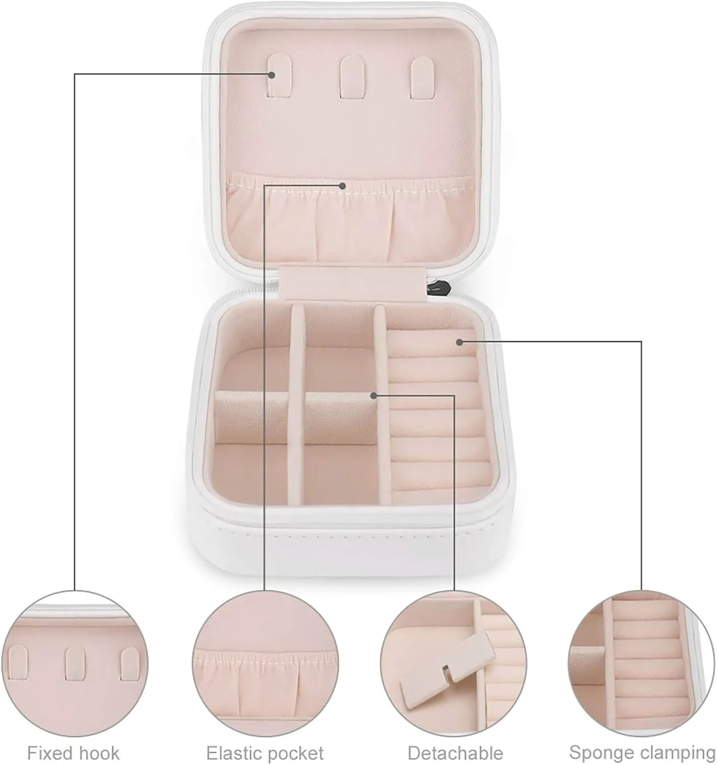 Travel Jewelry Box, Women Leather Small Jewelry Organizer Portable Jewelry Case for Necklace Earrings Rings, A Gentle Tongue Can Break A Bone