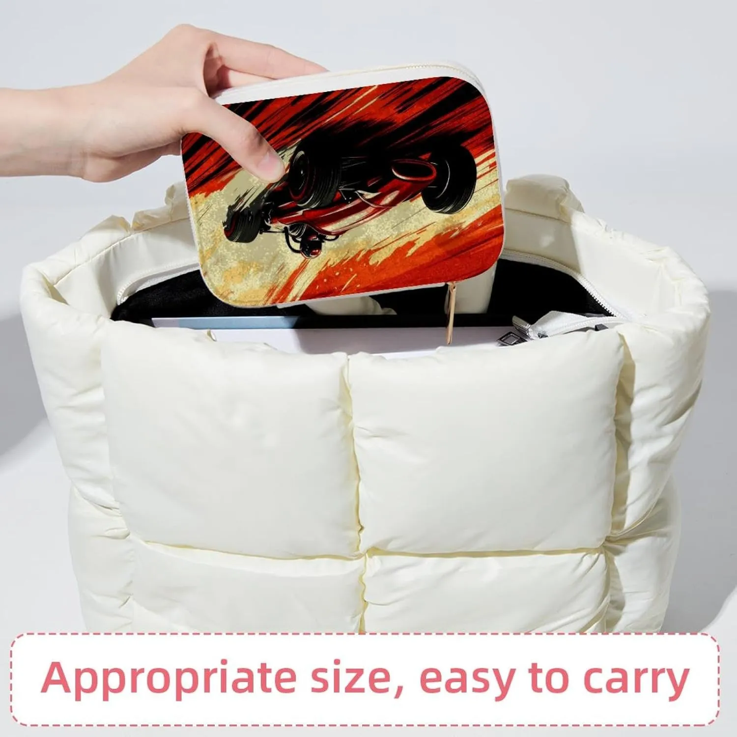 Travel Jewelry Case for Women Girls, Jewelry Organizer Portable Jewelry Storage Display Holder for Necklace Stud Earrings Ring - Art Racer Race Car