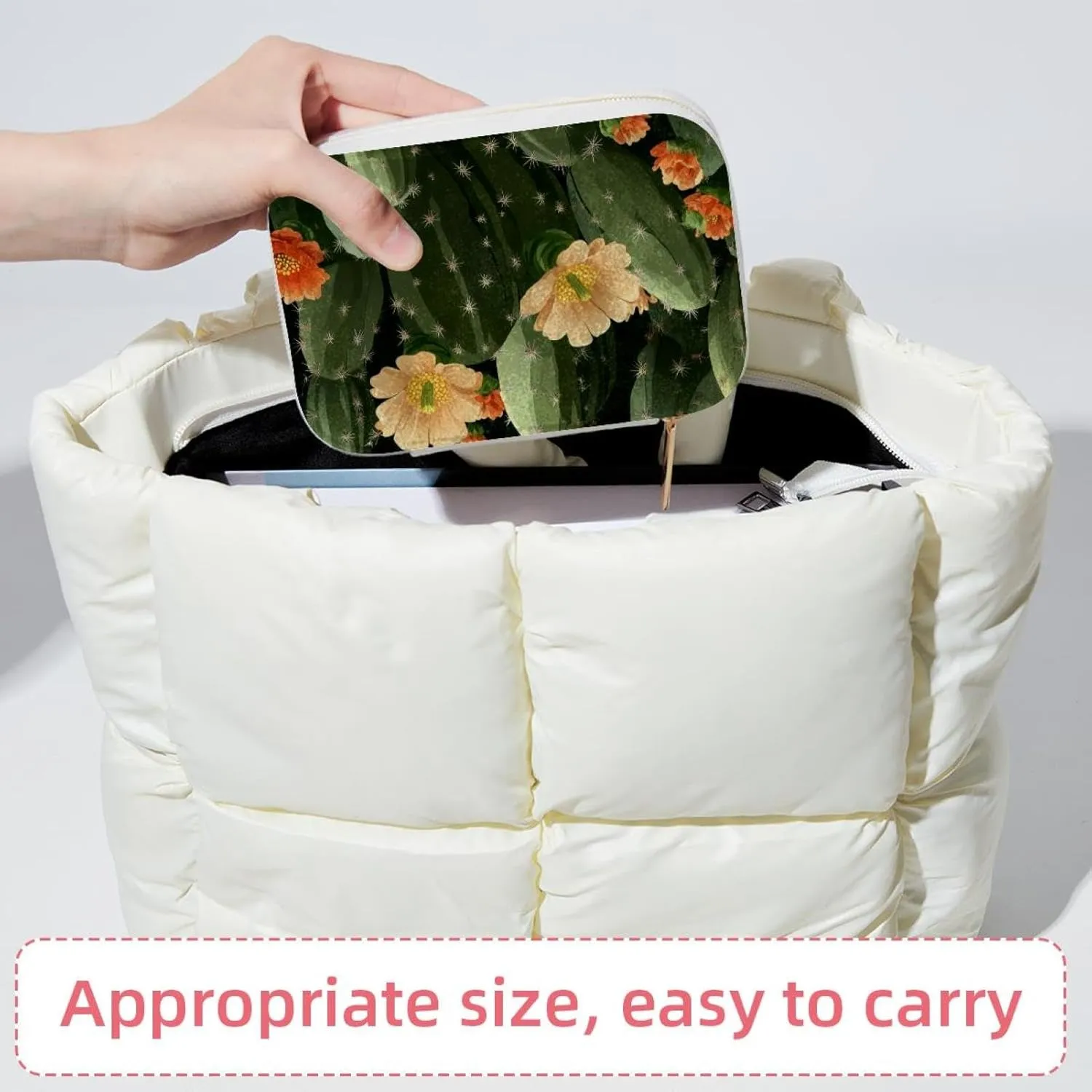 Travel Jewelry Case for Women Girls, Jewelry Organizer Portable Jewelry Storage Display Holder for Necklace Stud Earrings Ring - Desert Cactus Succulents Flowers Pattern