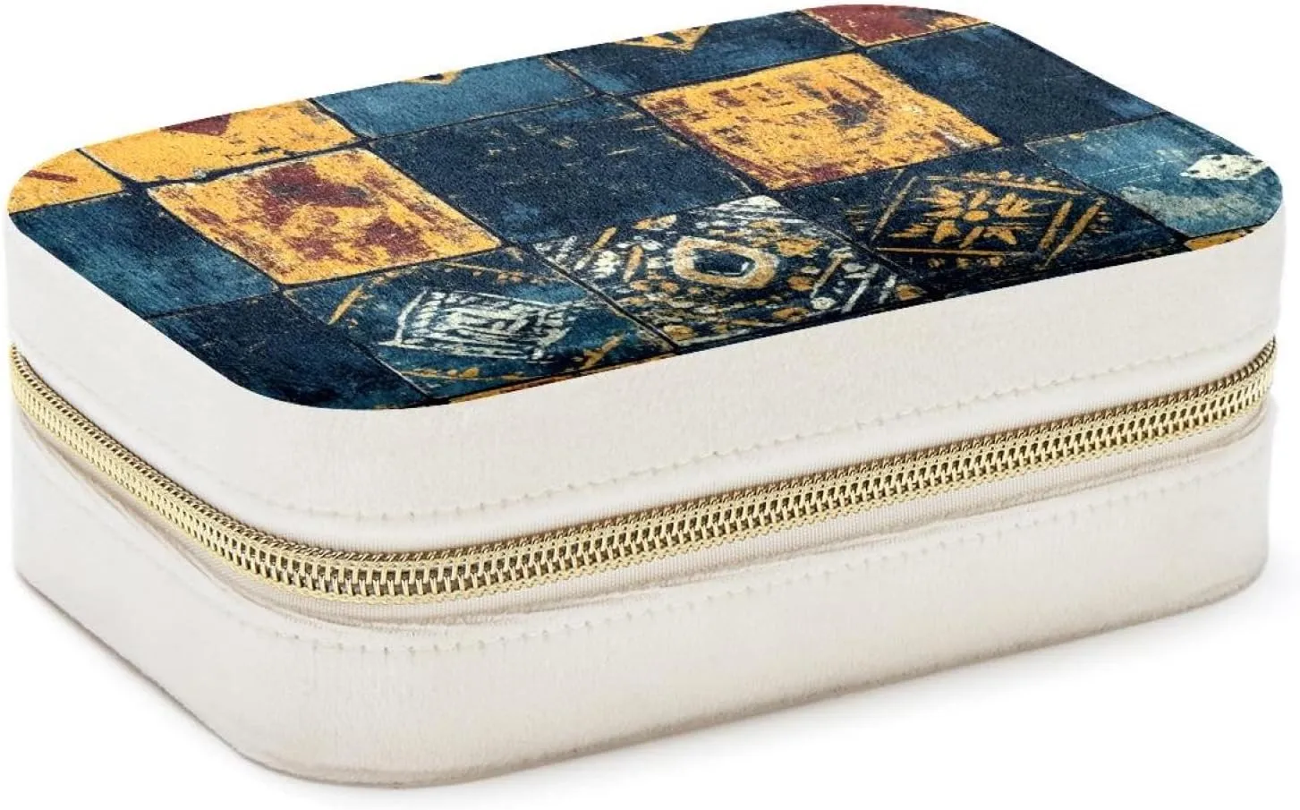 Travel Jewelry Case for Women Girls, Jewelry Organizer Portable Jewelry Storage Display Holder for Necklace Stud Earrings Ring - Ethnic Abstract Art Pattern