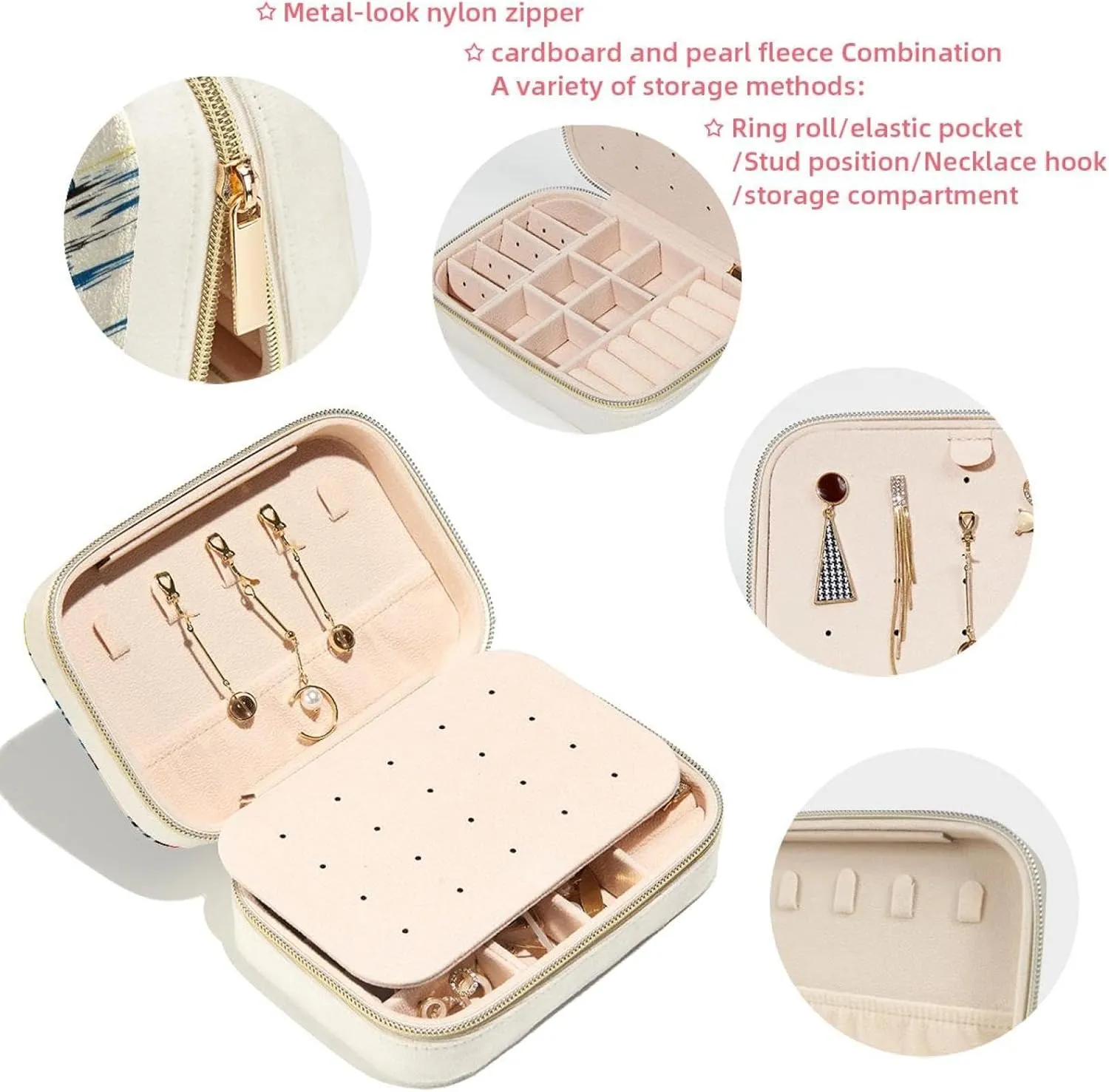 Travel Jewelry Case for Women Girls, Jewelry Organizer Portable Jewelry Storage Display Holder for Necklace Stud Earrings Ring - Racing Cars Cool Pattern