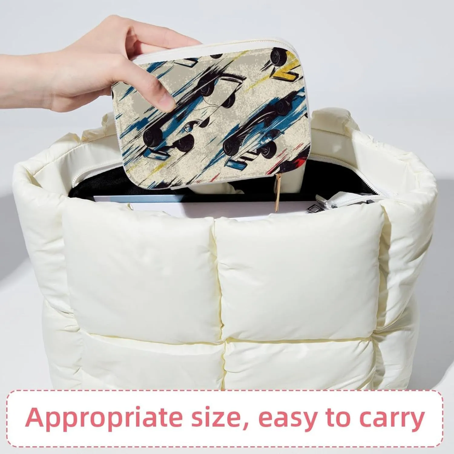 Travel Jewelry Case for Women Girls, Jewelry Organizer Portable Jewelry Storage Display Holder for Necklace Stud Earrings Ring - Racing Cars Cool Pattern