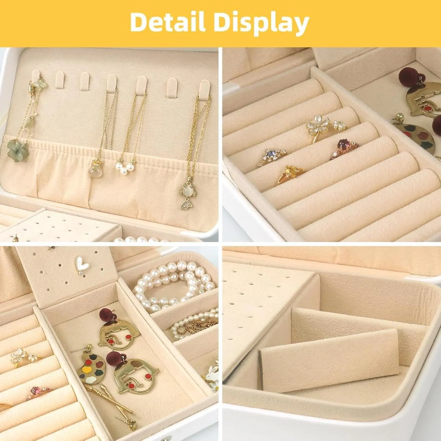 Travel Jewelry Case for Women Girls, Jewelry Organizer Portable Jewelry Storage Display Holder for Necklace Stud Earrings Ring - Retro Ocean Lighthouse