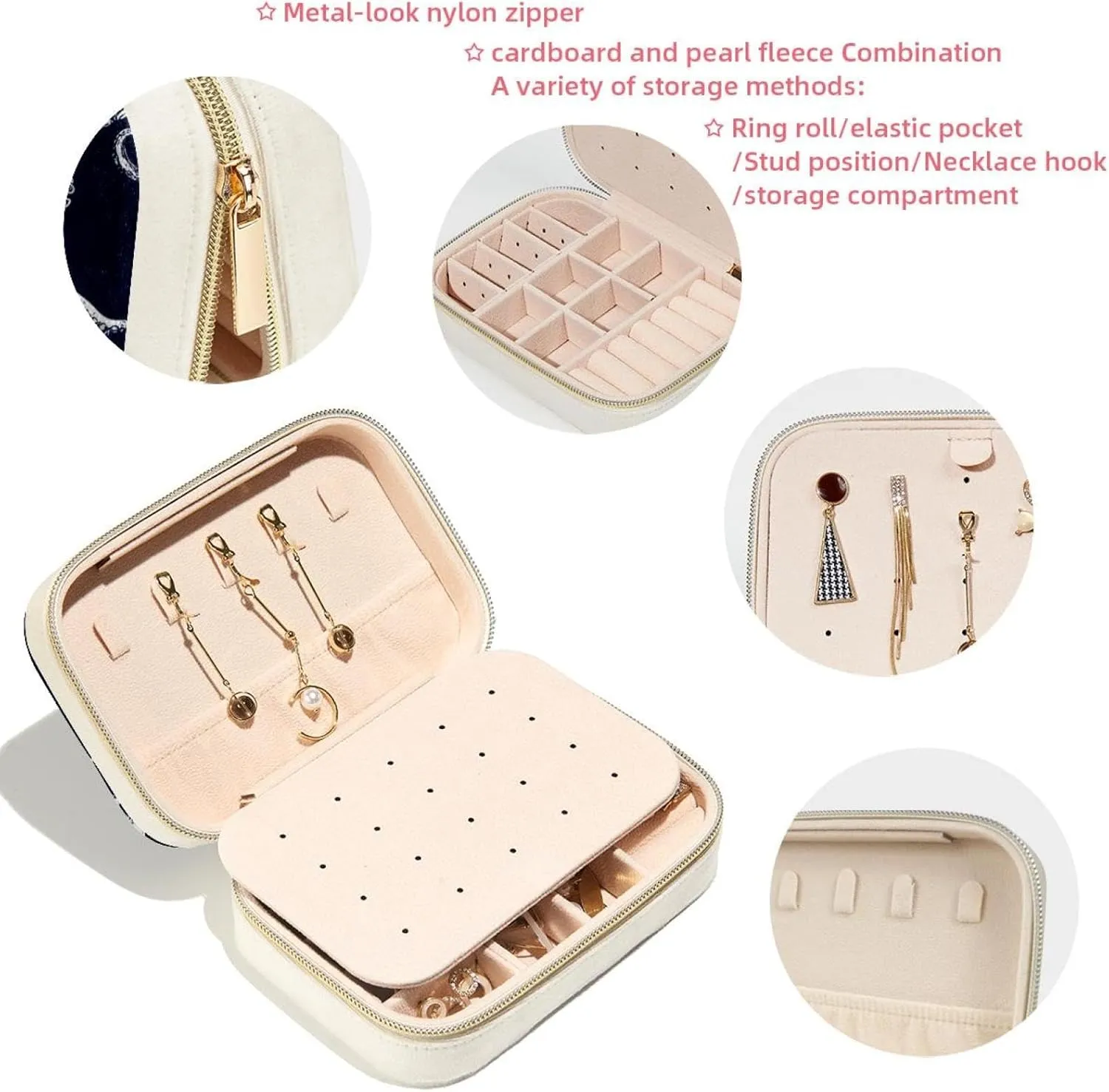 Travel Jewelry Case for Women Girls, Jewelry Organizer Portable Jewelry Storage Display Holder for Necklace Stud Earrings Ring - White Octopus Pattern