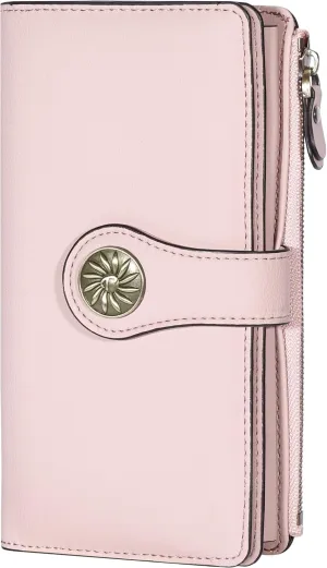 Travelambo Women's Wallet RFID Blocking Trifold Clutch Large Capacity Credit Card Holder Travel Purse