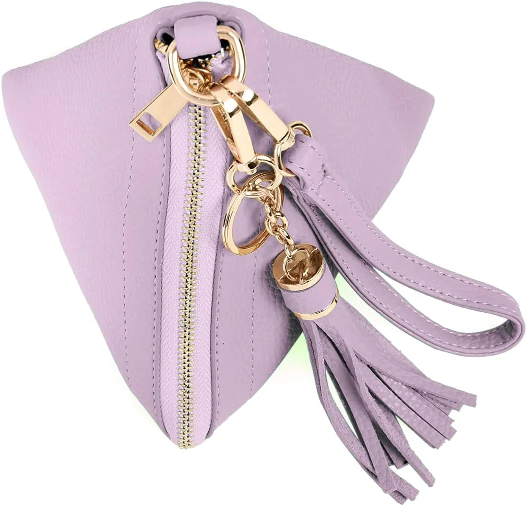 Triangle Vegan Leather Wristlet Clutch Purse Handbag - Pyramid Evening Cocktail Pouch Wallet Detachable Strap & Tassel Charm