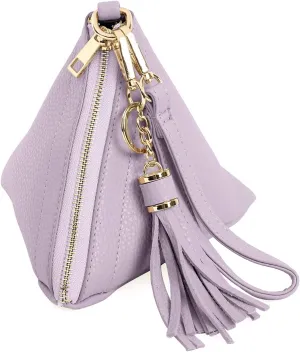 Triangle Vegan Leather Wristlet Clutch Purse Handbag - Pyramid Evening Cocktail Pouch Wallet Detachable Strap & Tassel Charm