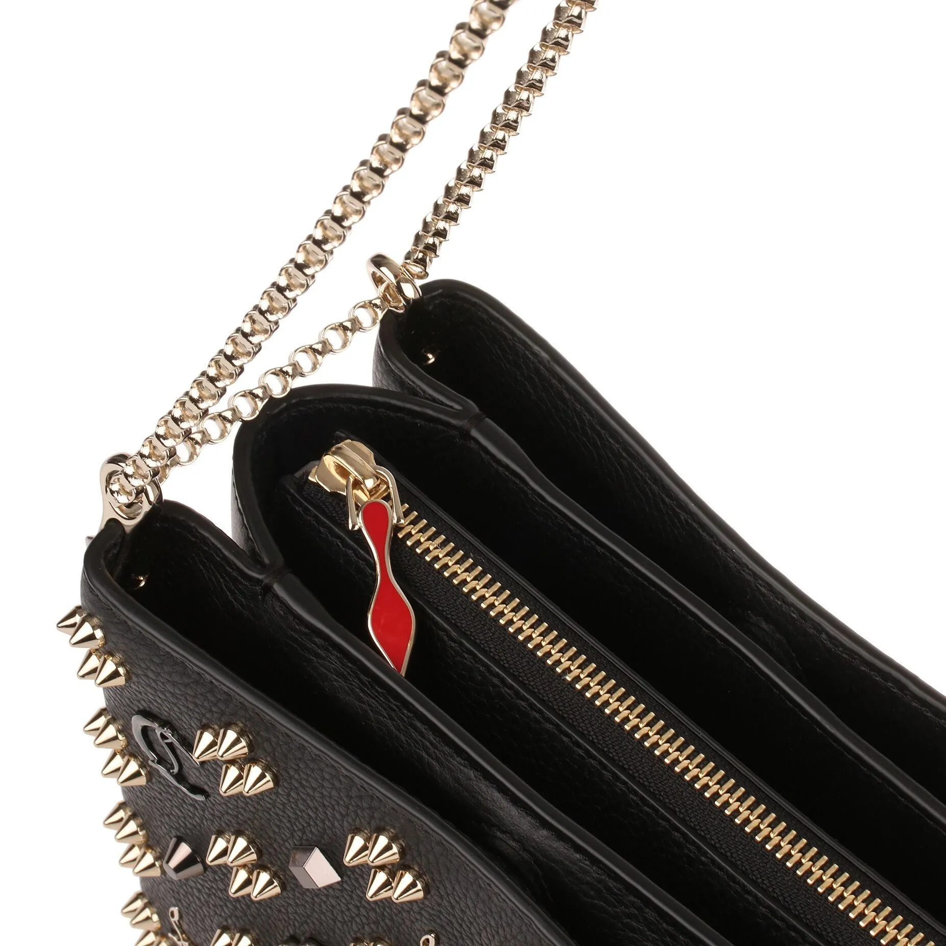 Triloubi small black logo studded bag