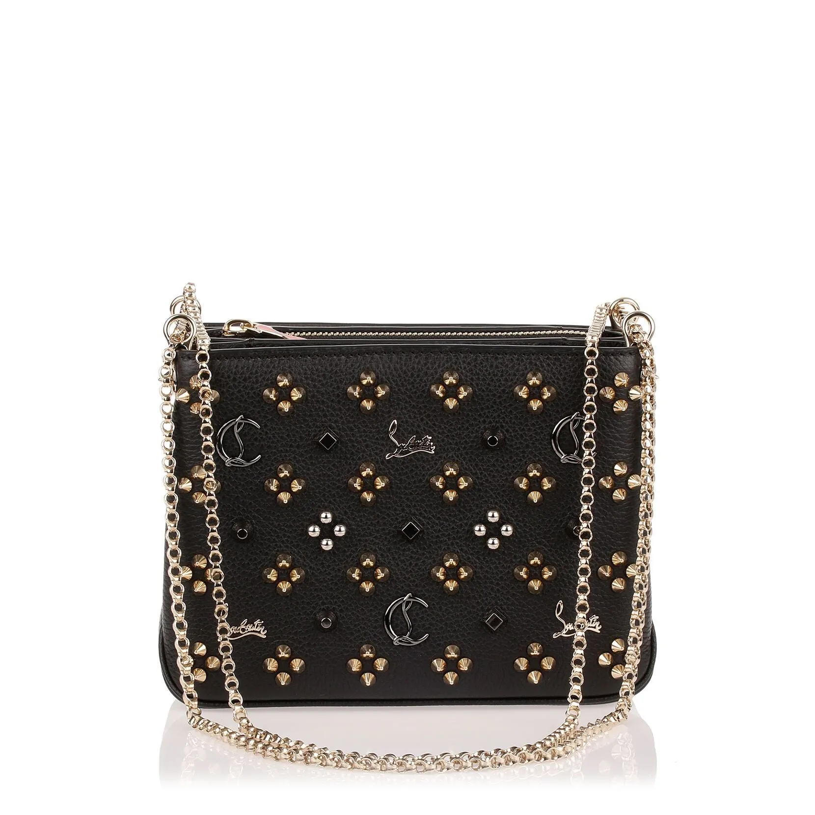 Triloubi small black logo studded bag