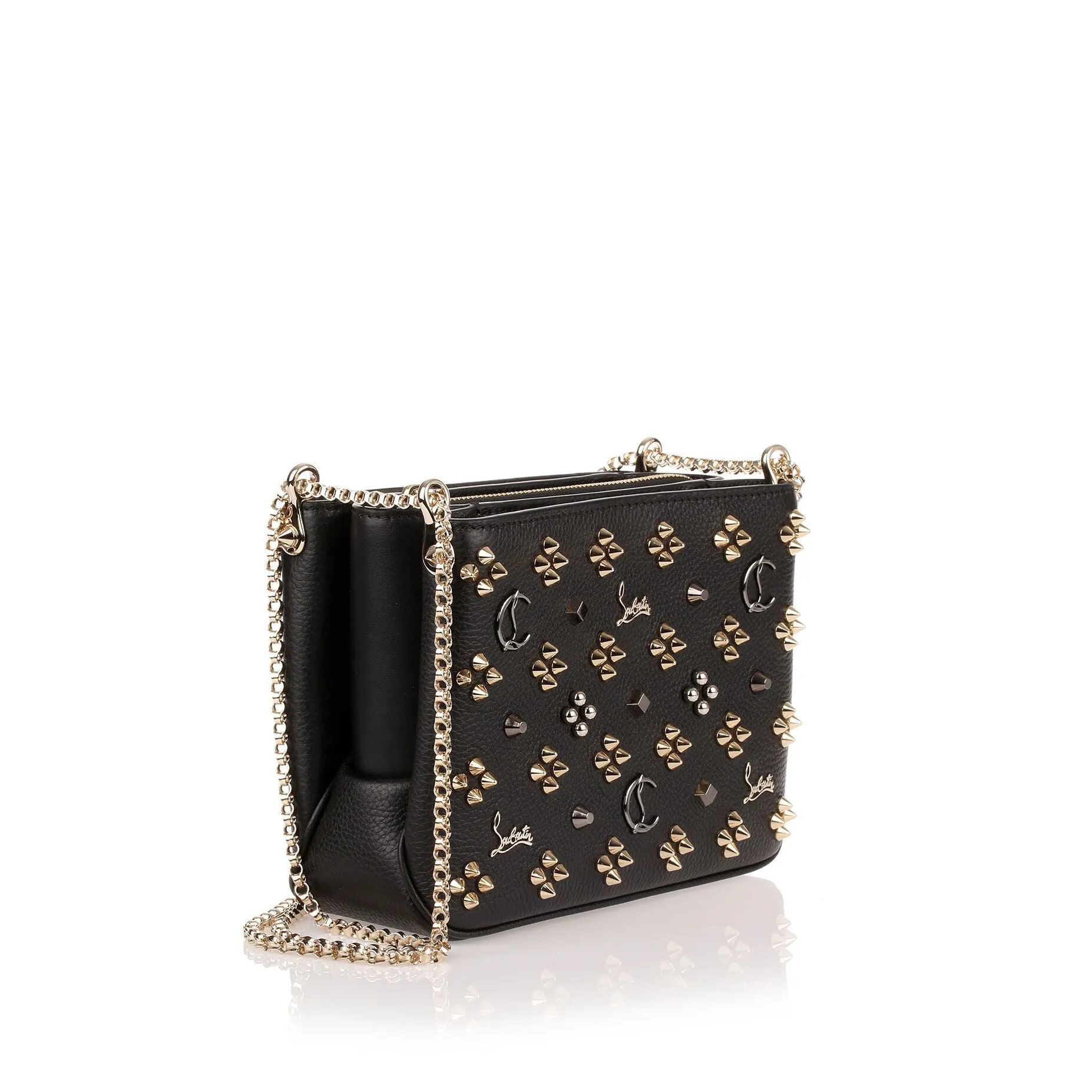 Triloubi small black logo studded bag