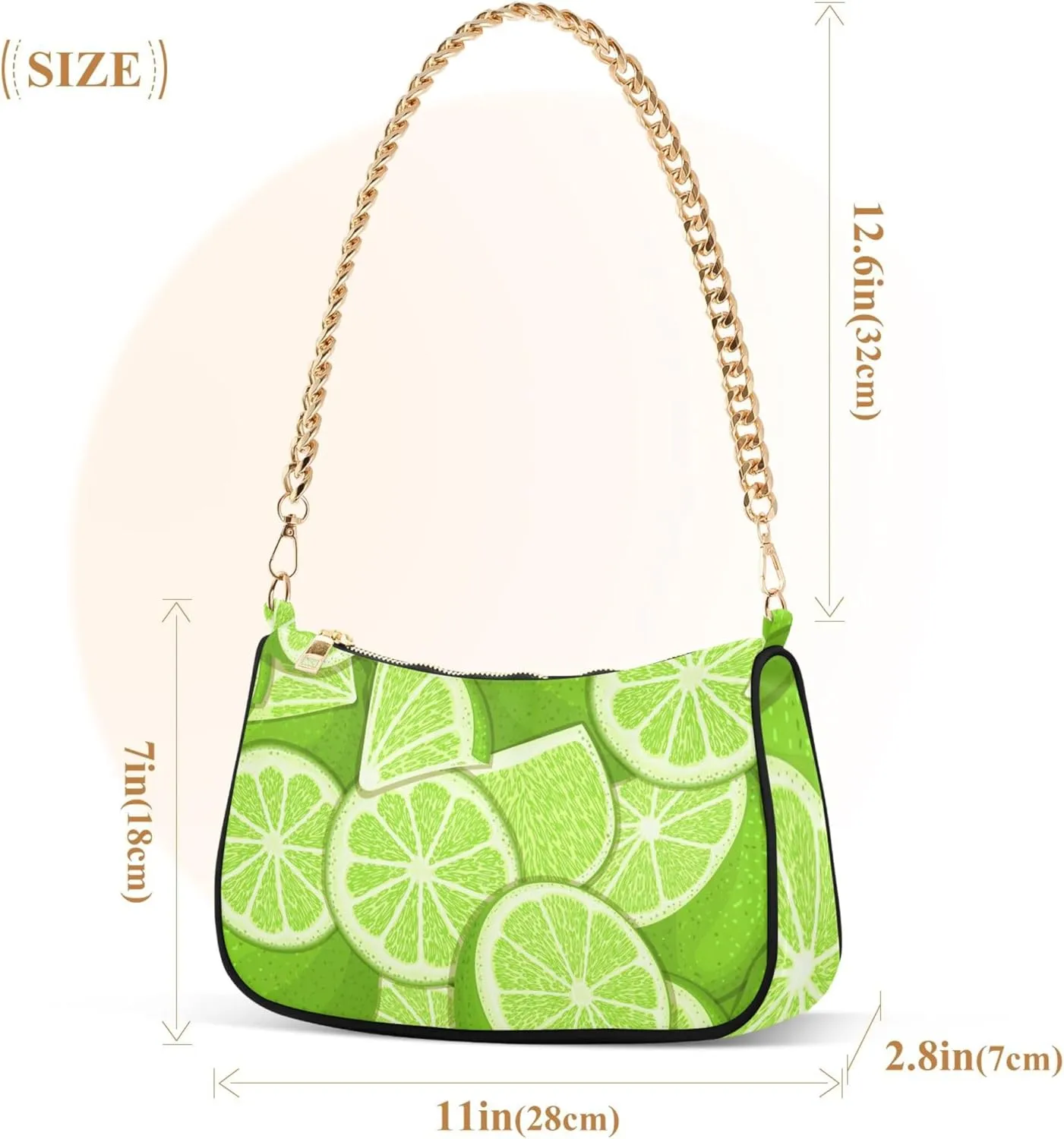Tropical Lime Green Lady Shoulder Bag for Women Retro Formal Purse Trendy Clutch Handbag