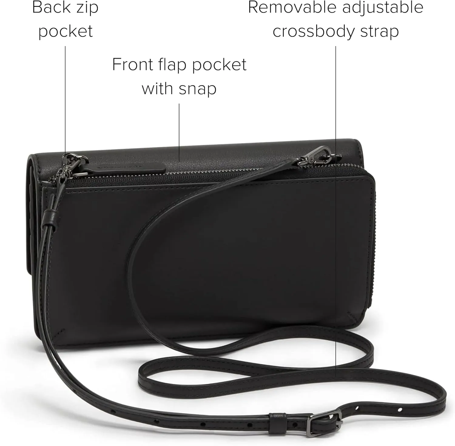 TUMI - Belden Crossbody Wallet Bag - Multipurpose Leather Travel Wallet - With Pockets & Card Holder - 4.5" x 8.0" x 1.3" - Black