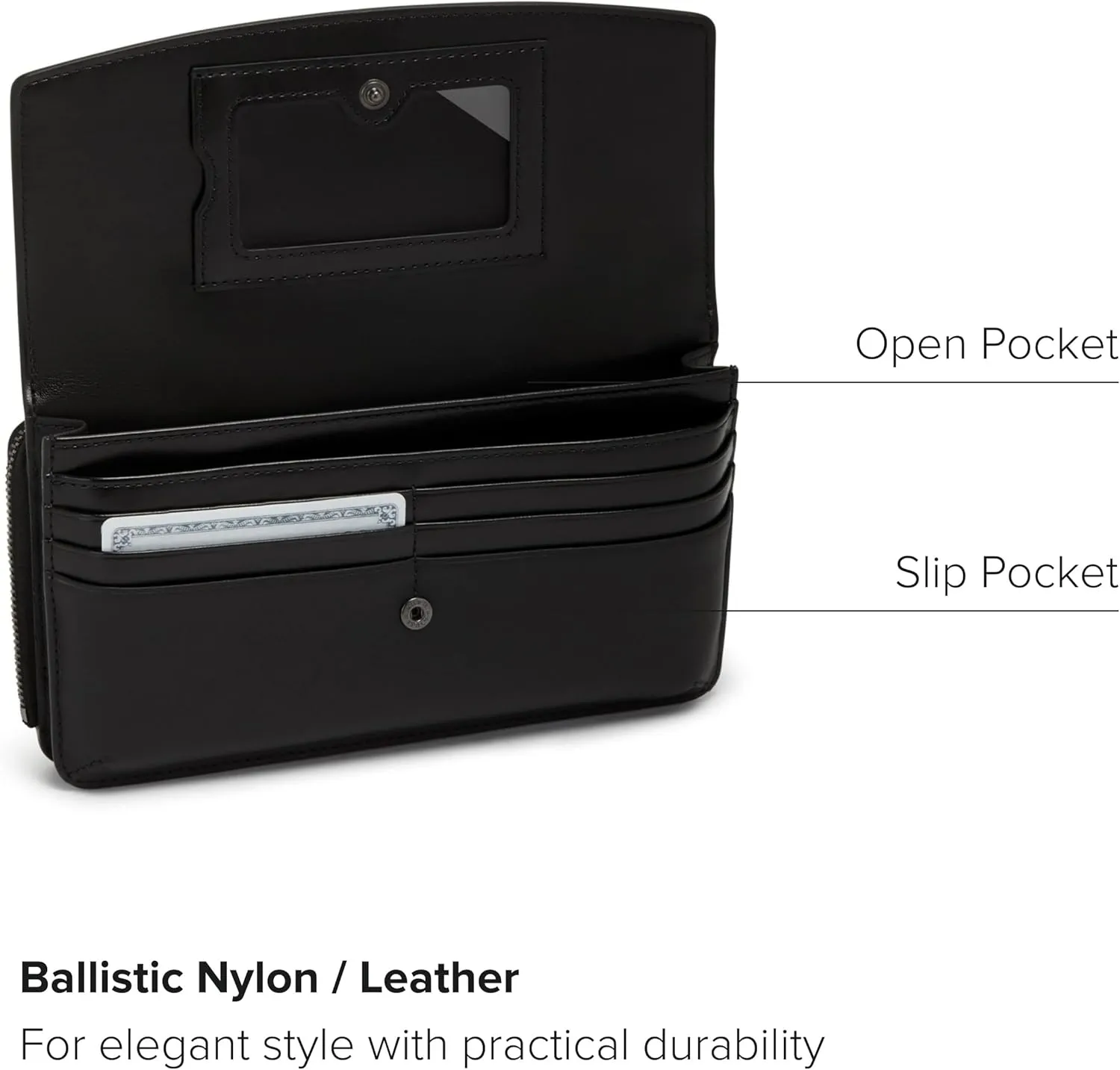 TUMI - Belden Crossbody Wallet Bag - Multipurpose Leather Travel Wallet - With Pockets & Card Holder - 4.5" x 8.0" x 1.3" - Black
