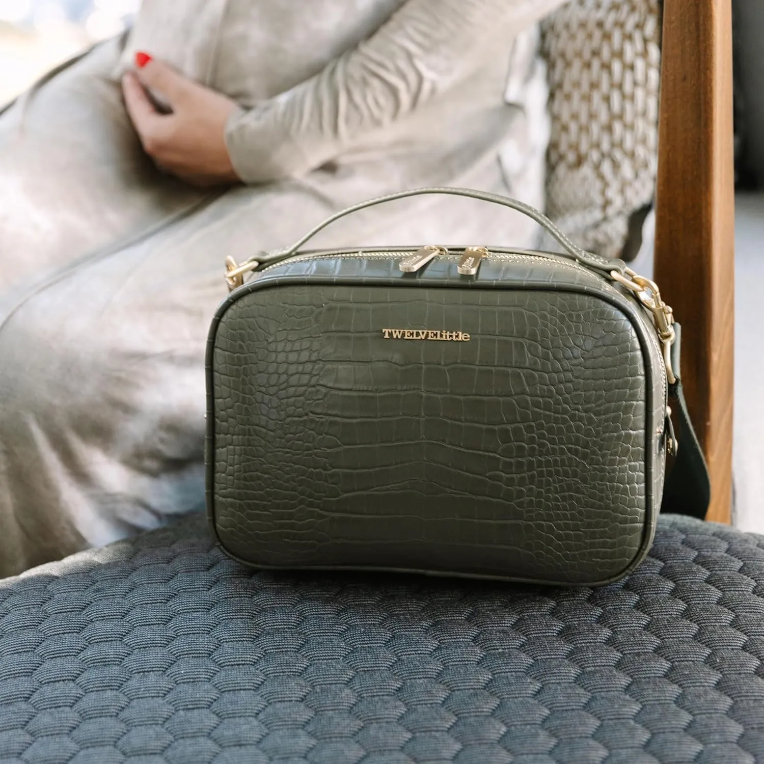 TWELVElittle Luxe Diaper Clutch - Crossbody Diaper Bag with Portable Changing Pad, Zip Out Pouch and Wipes Case