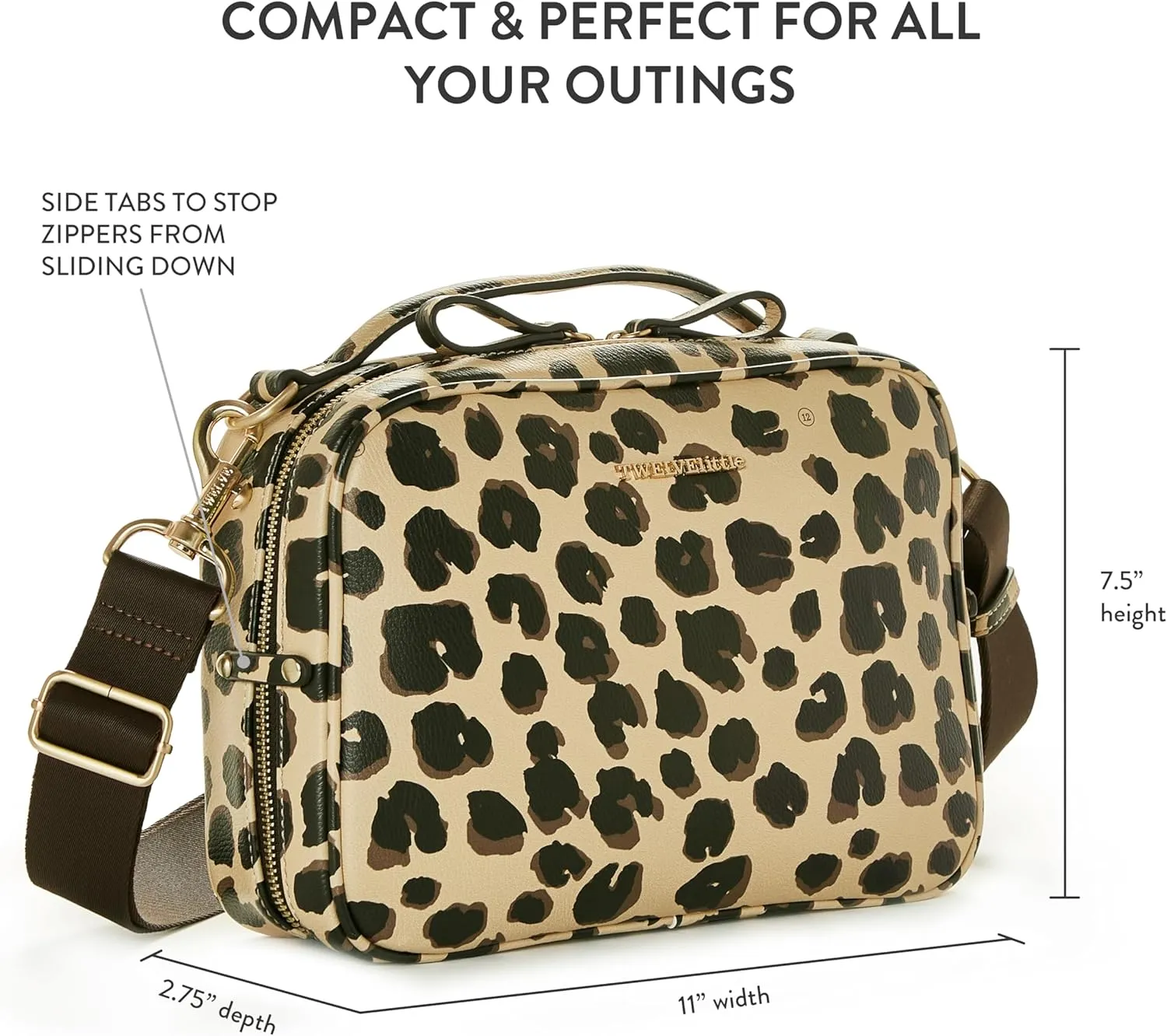 TWELVElittle Luxe Diaper Clutch - Crossbody Diaper Bag with Portable Changing Pad, Zip Out Pouch and Wipes Case