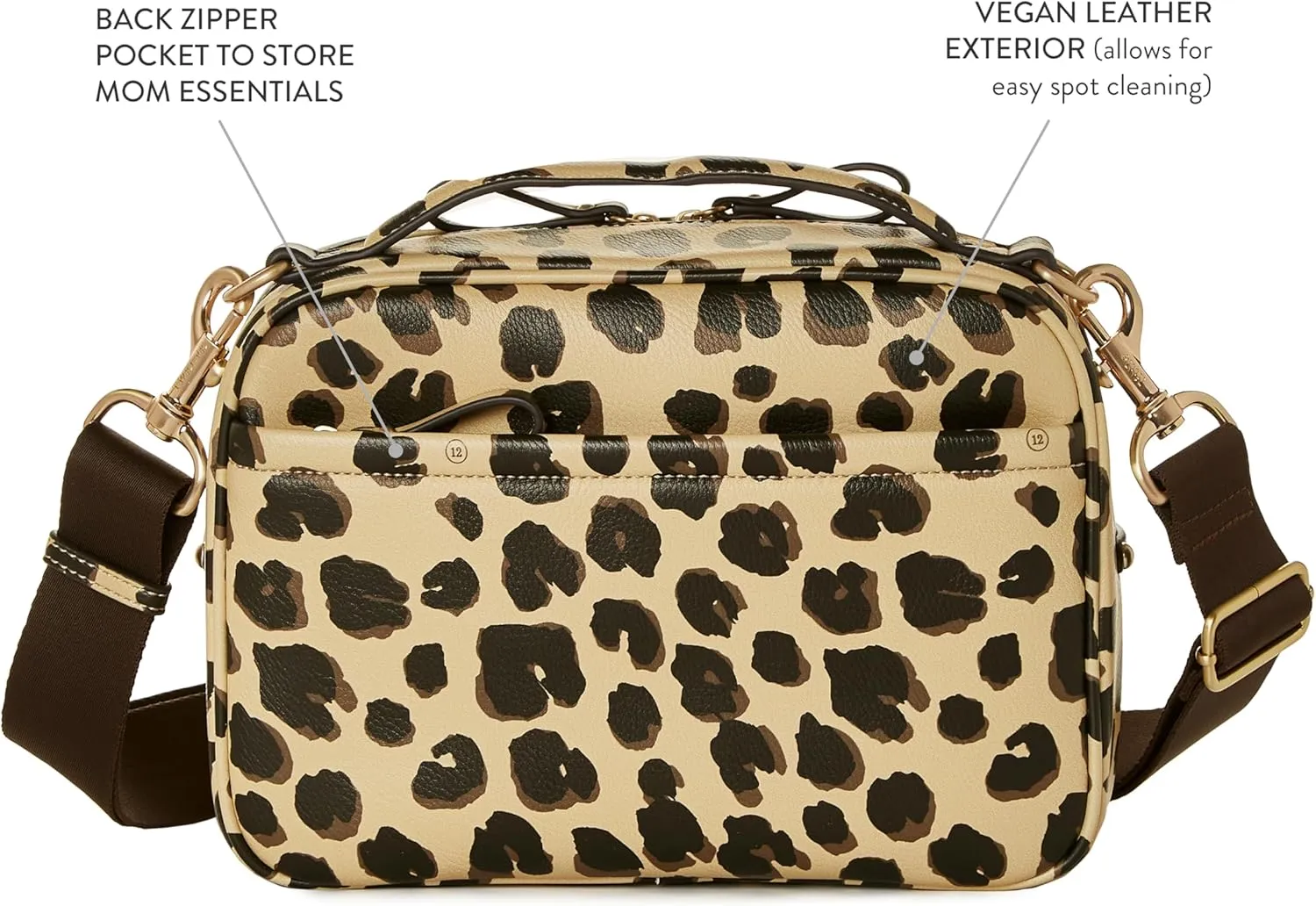 TWELVElittle Luxe Diaper Clutch - Crossbody Diaper Bag with Portable Changing Pad, Zip Out Pouch and Wipes Case