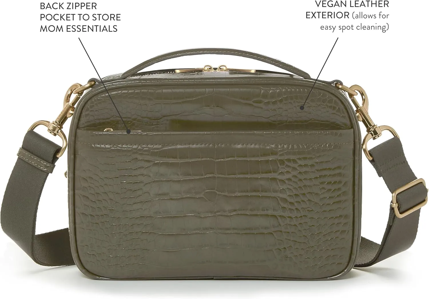 TWELVElittle Luxe Diaper Clutch - Crossbody Diaper Bag with Portable Changing Pad, Zip Out Pouch and Wipes Case