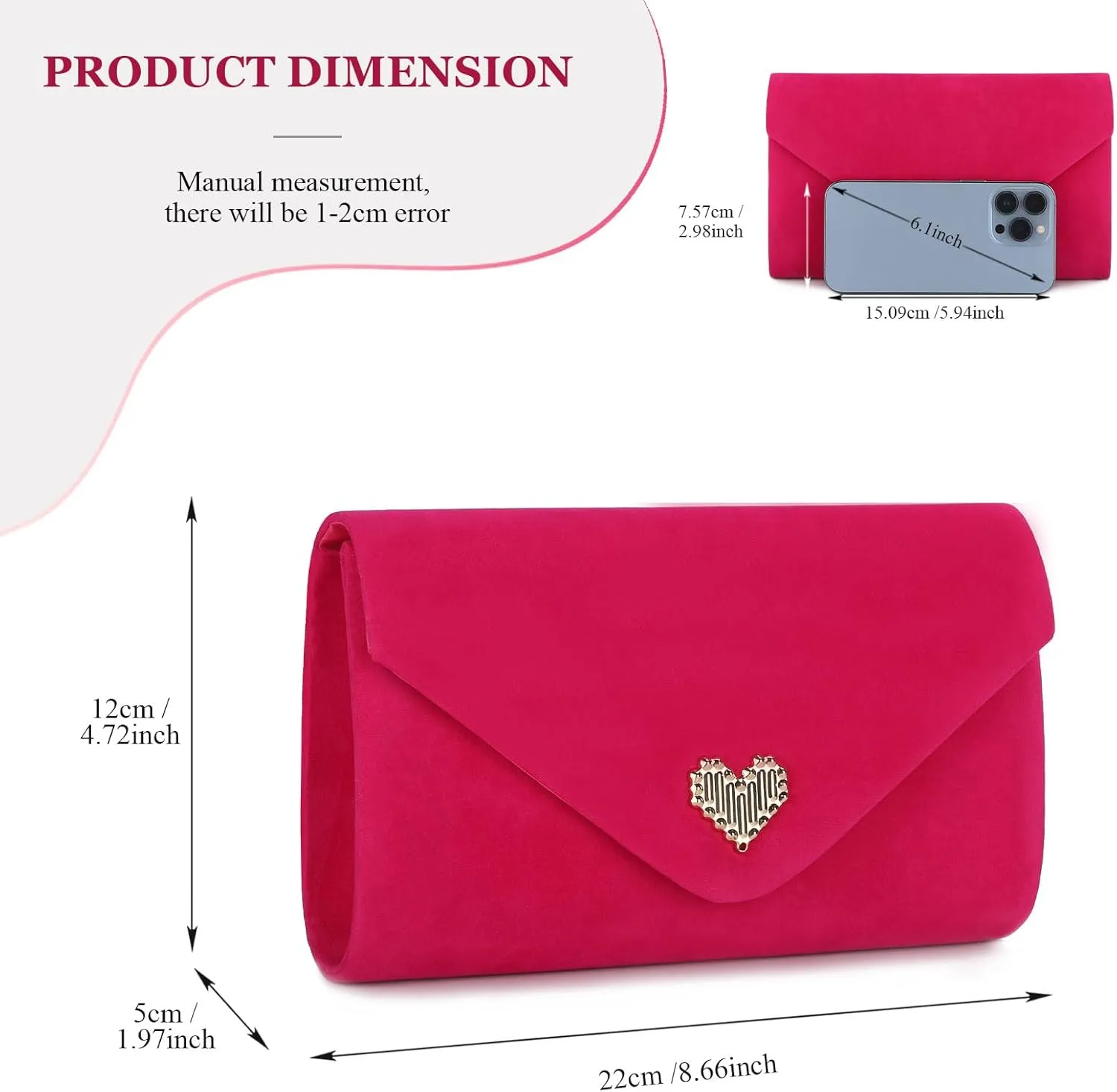 UBAYMAX Faux Suede Evening Bag Clutch Purses for Women Handbags Crossbody Bag Wedding Bag for Prom Party Wedding Engagement