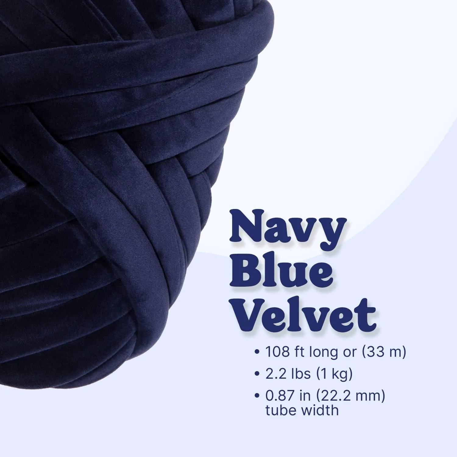 Ultra Soft 2.2 LBS (1kg) Chunky Yarn for Hand Knitting, Lush Velvet Fabric Tube Yarn to Make Handbags, Pillows, Blankets, Crafts (Navy Blue)