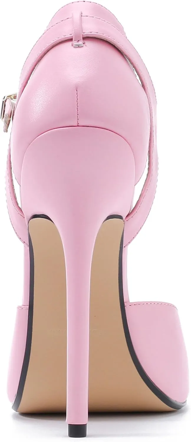 Unisex Men's Women's Round Toe High Heels Stiletto Patent Leather Heels Ankle Strap Pumps Dress Party Shoes