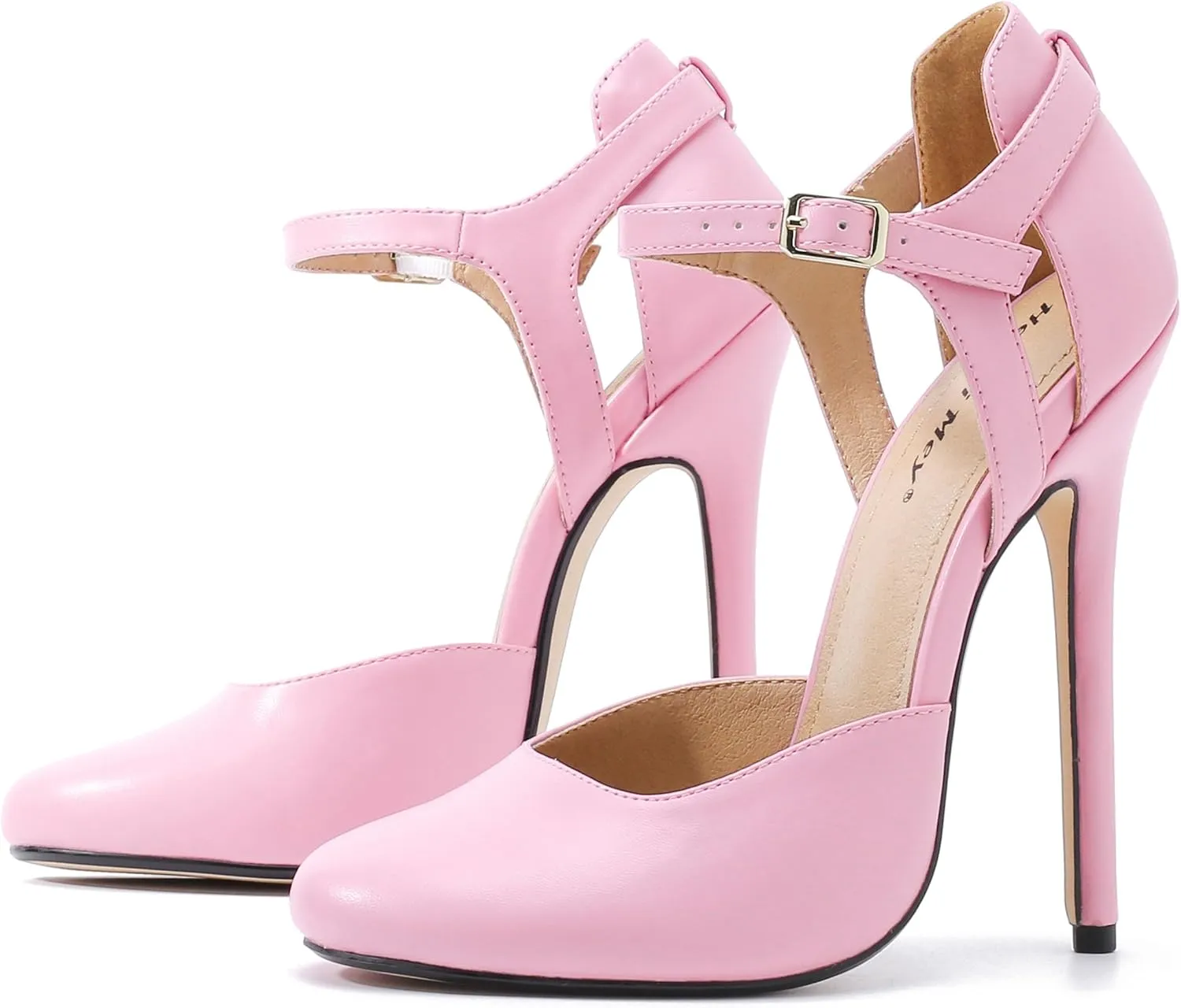 Unisex Men's Women's Round Toe High Heels Stiletto Patent Leather Heels Ankle Strap Pumps Dress Party Shoes
