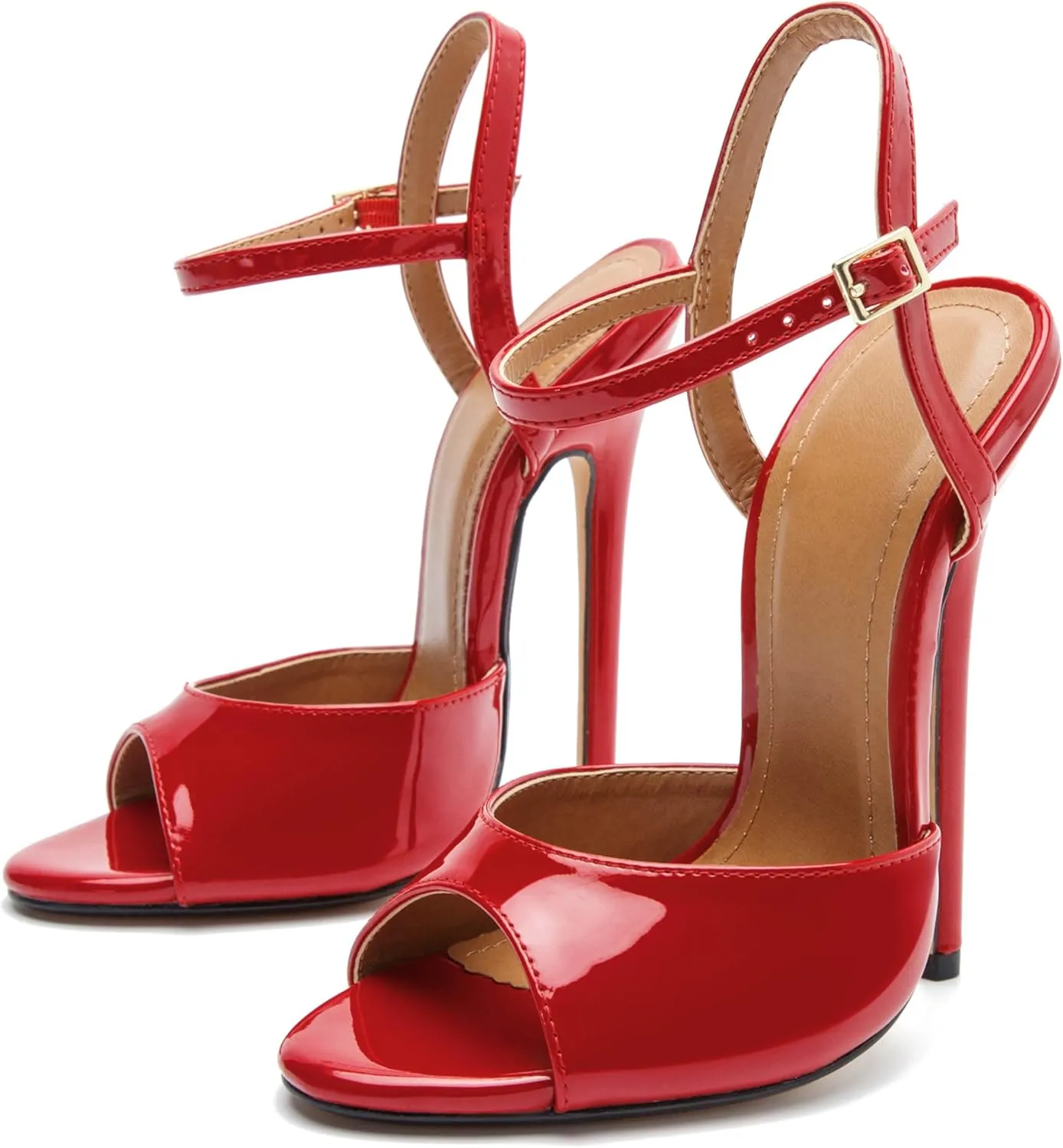 Unisex Men's Women's Strappy Sandals Heels Stiletto Patent Leather High Heeled Sandals Party Shoes