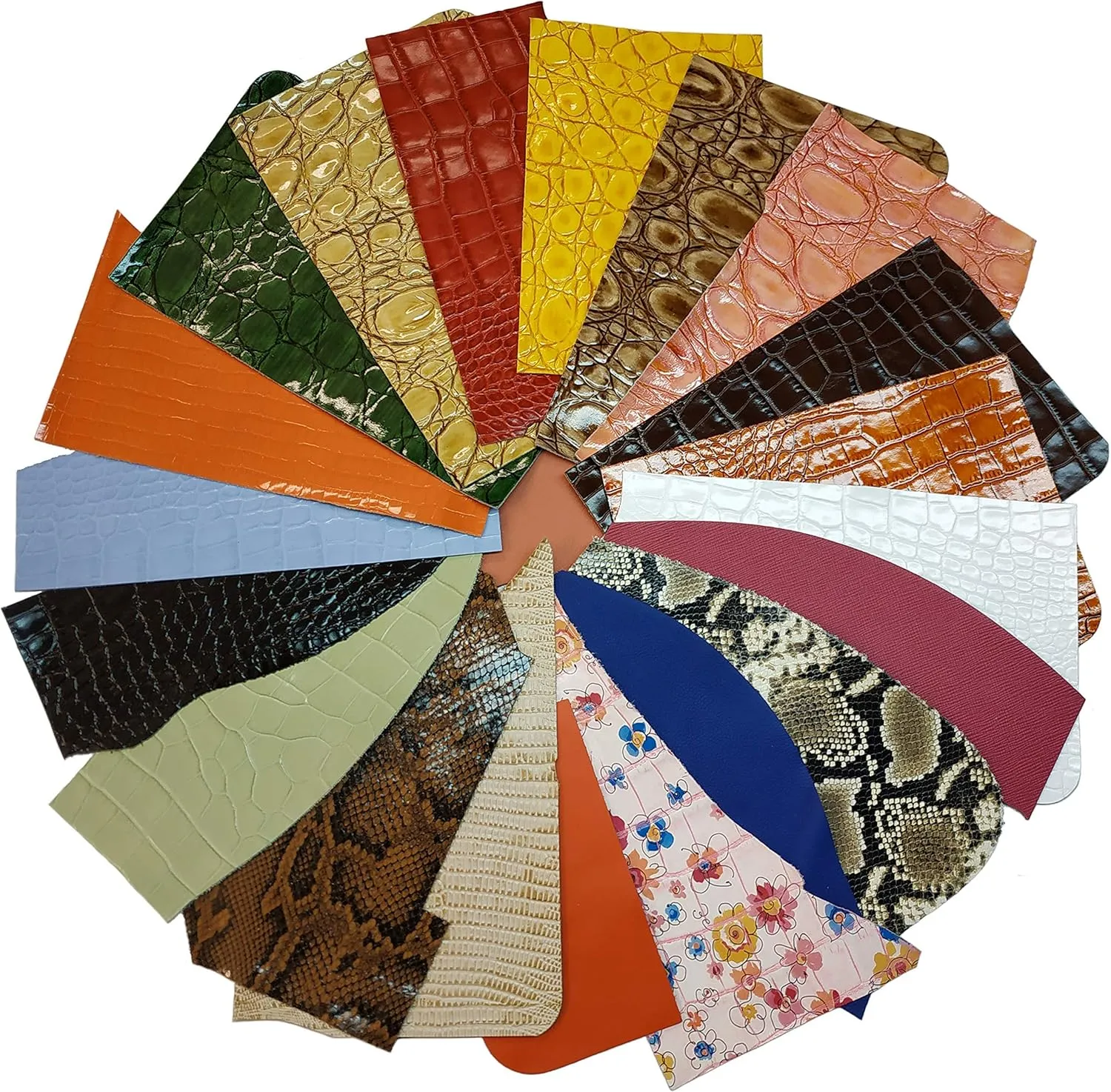 Upon Leather - Embossed and Printed Leather Scraps 1 Pound Medium & Large Pieces | 6-7 Square Feet Cowhide remnants for Crafts, Earrings, Jewelry | More Than 15 Pieces of Bright Happy Leather Colors.