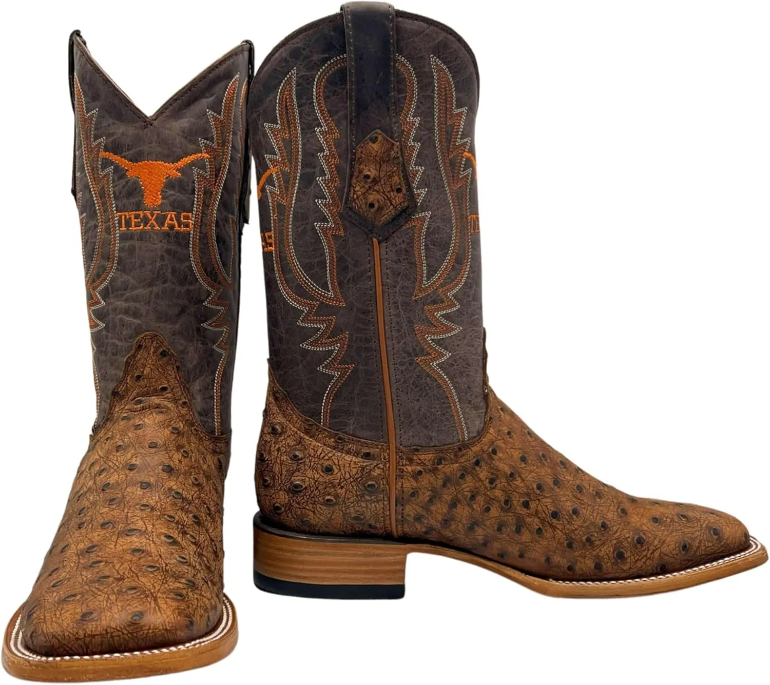 Vaccari Men's Cooper Genuine Exotic Print Leather & Embroidery Broad Square Toe Officially Licensed Cowboy University Boots