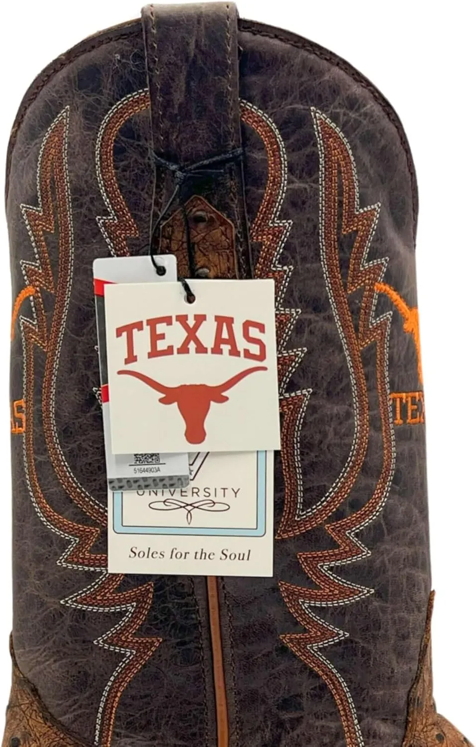 Vaccari Men's Cooper Genuine Exotic Print Leather & Embroidery Broad Square Toe Officially Licensed Cowboy University Boots