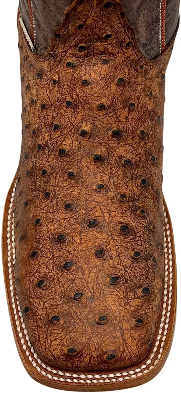 Vaccari Men's Cooper Genuine Exotic Print Leather & Embroidery Broad Square Toe Officially Licensed Cowboy University Boots