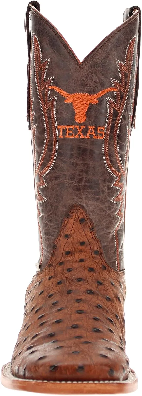 Vaccari Men's Cooper Genuine Exotic Print Leather & NCAA League Embroidery Broad Square Toe Cowboy Boots