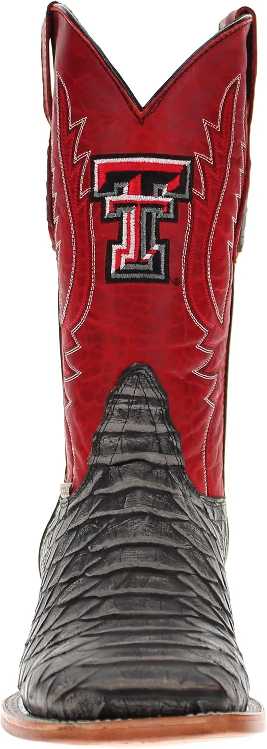 Vaccari Men's Cooper Genuine Exotic Print Leather & NCAA League Embroidery Broad Square Toe Cowboy Boots