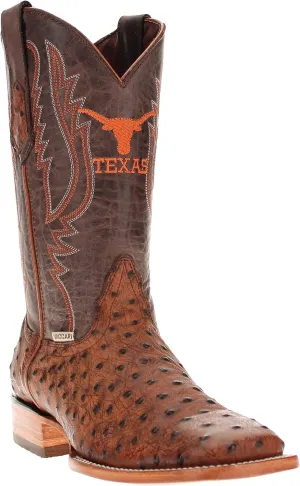 Vaccari Men's Cooper Genuine Exotic Print Leather & NCAA League Embroidery Broad Square Toe Cowboy Boots